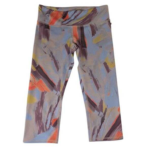 ALO Yoga Pants - Alo Yoga Airbrush Capri Leggings Blue Orange Brown Size Medium